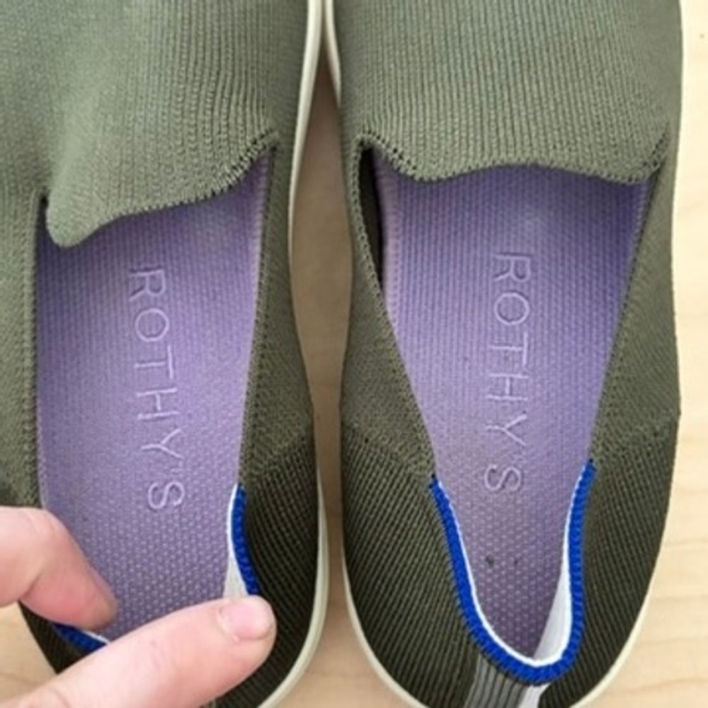 Rothy's The Sneaker Womens Sz 8 Olive Green Slip On Washable Comfort - Picture 4 of 8